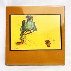 R.C. Gorman Ceramic Vintage Art Tile 1976 Navajo Woman Made in Colorado 8”